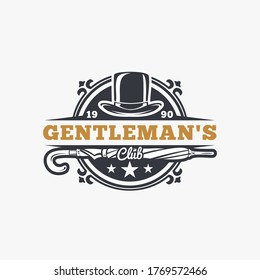 hand draw pipe smoker for gentlemen club vintage and retro logo