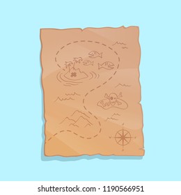 hand draw pirate treasure map. Treasure map for game.