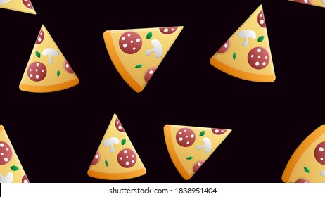 Hand draw pizza. Doodle pizza seamless pattern background. Fast food seamless vector pattern.