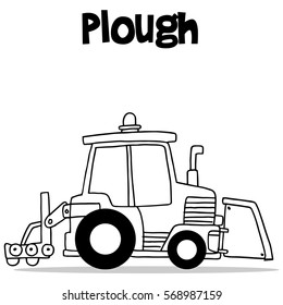 Hand draw of plo ugh transport vector illustration