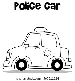 Hand draw of police car vector collection stock