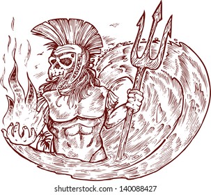 hand draw poseidon death