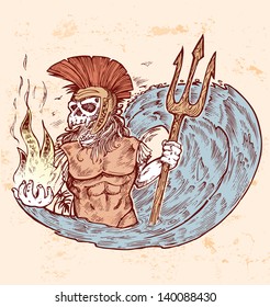 hand draw poseidon death color