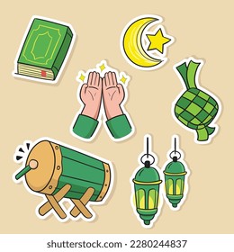 handgezeichnete Rmadhan-Aufkleber, bearbeitbare Vektorgrafik