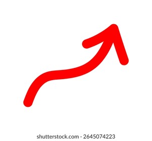 hand draw red arrow line pointing upward direction vector isolated 