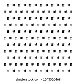 Hand draw repeating motif. Ink brush stroke pattern isolated on white background. Can be used for textile, wrapping paper or decor background. Doodle lines.