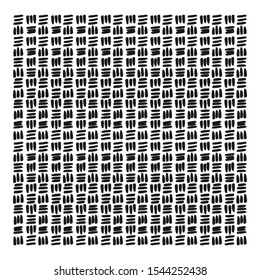 Hand draw repeating motif. Ink brush stroke pattern isolated on white background. Can be used for textile, wrapping paper or decor background. Doodle lines.