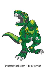 hand draw of Robot Dinosaur T-Rex