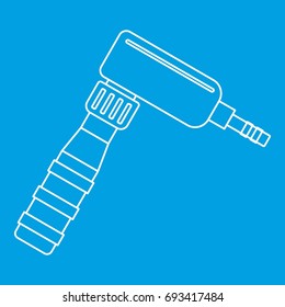 Hand draw rotary tattoo machine icon blue outline style isolated vector illustration. Thin line sign