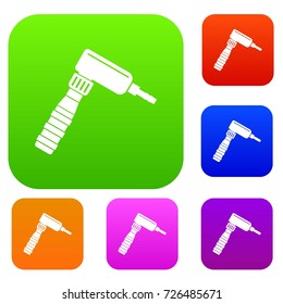 Hand draw rotary tattoo machine set icon color in flat style isolated on white. Collection sings vector illustration