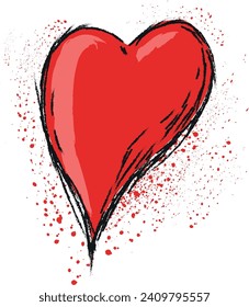 Hand draw rough sketch style simple valentine's day heart