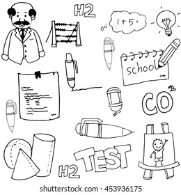 Hand draw school doodles on white backgrounds
