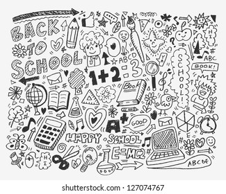 hand draw school element,cartoon vector illustration