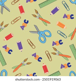 Dibuja a mano los útiles escolares. Regreso a la escuela. Ilustración vectorial de Colección de objetos escolares.