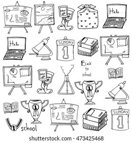Hand draw school supplies doodles vector art