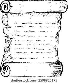 Hand draw scroll. Paper list in sketch style. Document vector illustration.