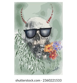 hand draw scull t-shirt design