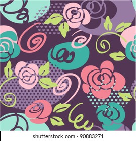 hand draw seamless flowers abstract background