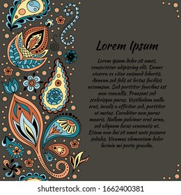 Hand draw seamless pattern with arabic, oriental, indian motiv. Traditional ornament, paisley