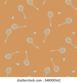 Hand draw seamless pattern with badminton