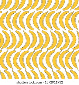 Hand draw seamless pattern of banana. Vector illustration.