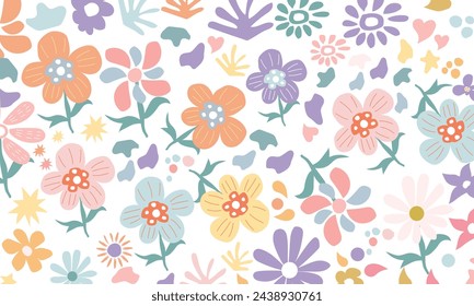 Hand draw Seamless Pattern of Big Floral Illustration.great for textiles, banners, wallpapers, wrapping vector design.