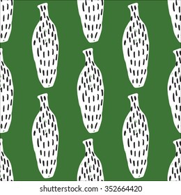 Hand draw seamless pattern with jugs and vases
