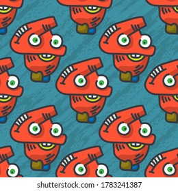 Hand draw seamless pattern with strange characters.