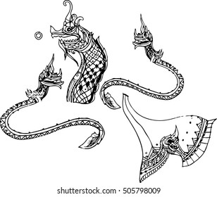hand draw of the serpent in line art 