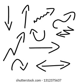 Hand draw set of arrows, arrow set, vector - illustration