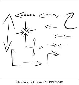 Hand draw set of arrows, arrow set, vector - illustration