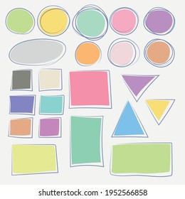 hand draw set of colorful geometric figures