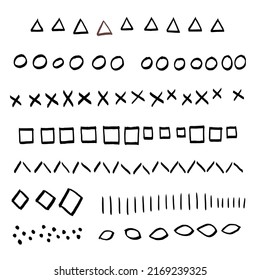 Hand Draw Set of Geometric Shapes in Black Includes 100 Objects