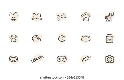 Hand draw set of pet icons