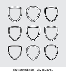 Hand draw shield vector set collection
