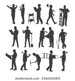 hand draw silhouette worker icon vector illustration