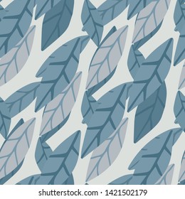 Hand draw simple leaves seamless pattern. Abstract scandinavian style wallpaper. Design for fabric, textile print, wrapping. Vector illustration