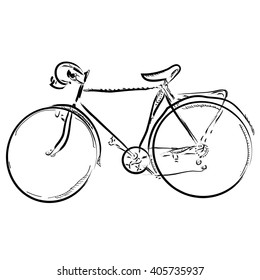 Hand draw simple sketch bike vector illustration. Can be use for logo.