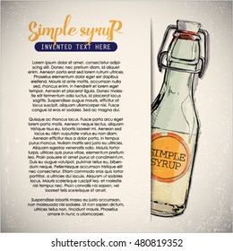 Hand draw of simple syrup bottle. Vector illustration.