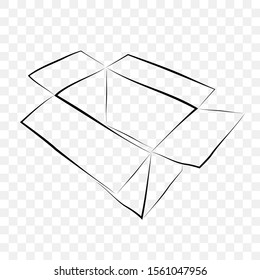 Hand Draw Skecth Vector Mockup Black outline cardboard, at transparent effect background
