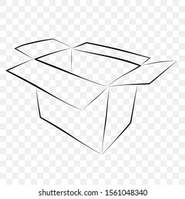 Hand Draw Skecth Vector Mockup Black outline cardboard, at transparent effect background
