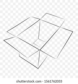 Hand Draw Skecth Vector Mockup Black outline cardboard, at transparent effect background
