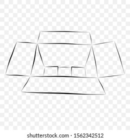 Hand Draw Skecth Vector Mockup Black outline cardboard, at transparent effect background
