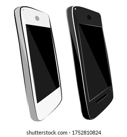 Hand Draw Sketch 2 Flat Color Shining Vector White and Black Smartphone
