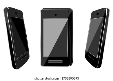 Hand Draw Sketch 3 old Model Flat Color Shining Vector Smartphone
