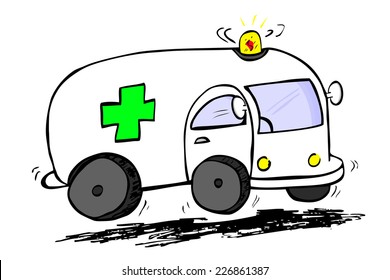 Hand draw sketch, ambulance 