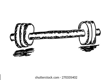 Hand draw sketch of barbell 