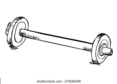Hand draw sketch of barbell 