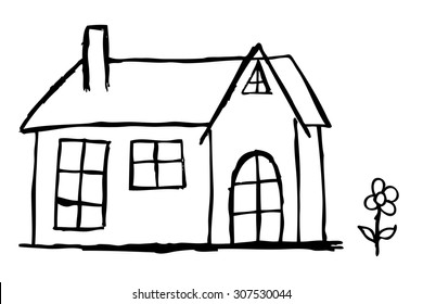 Hand Draw Sketch Black White House Stock Vector (Royalty Free ...