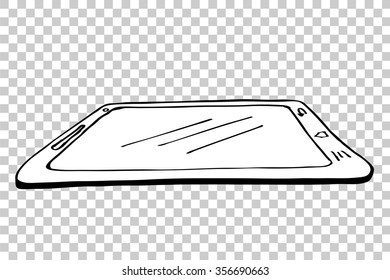 Hand Draw Sketch of Blank Tablet at transparent effect background
